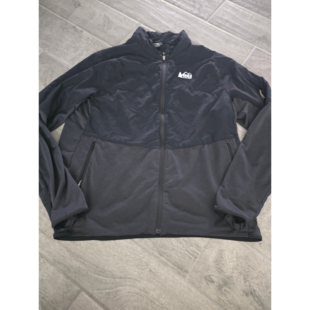 REI Co-op Mens Black Swiftland Insulated Grid Fleece Zip Running Jacket Large
